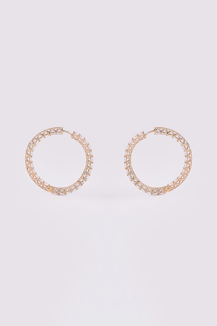 Gold Finish Zircon Hoop Earrings by Turquoise Jewels