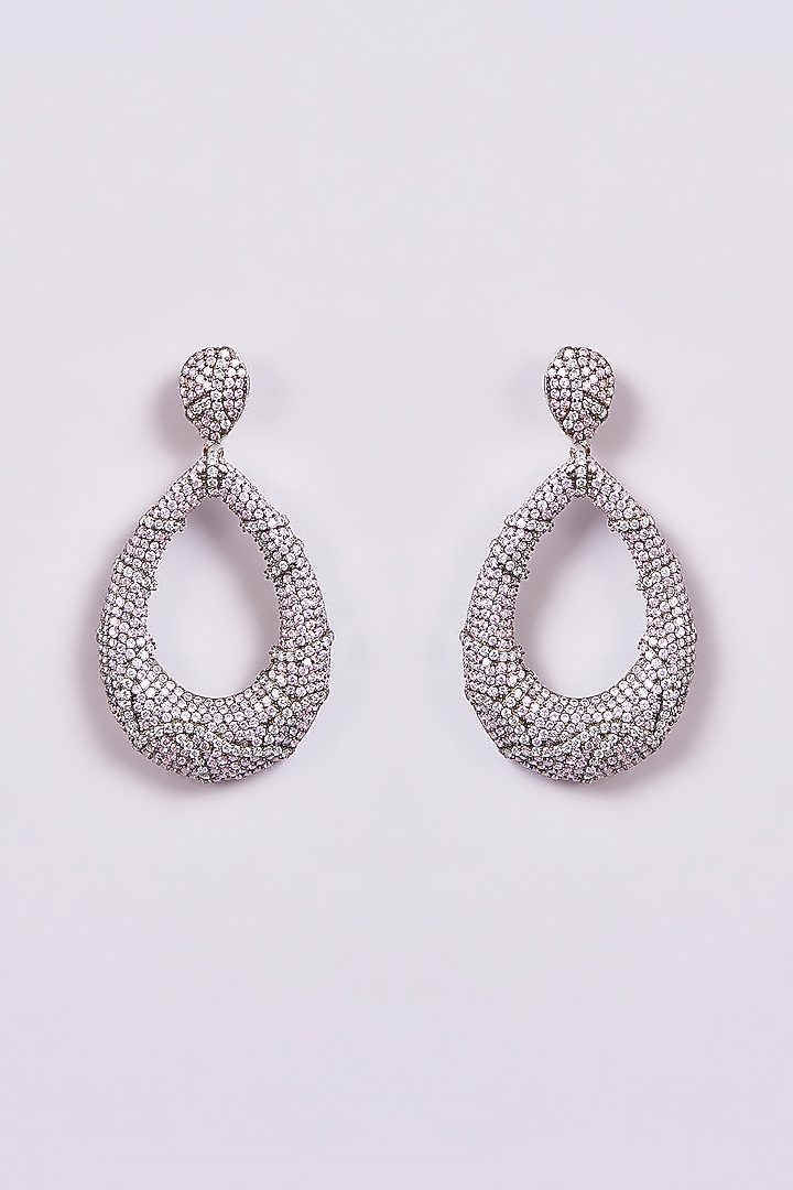 Two-Tone Finish Zircon & Semi-Precious Dangler Earrings by Turquoise Jewels at Pernia's Pop Up Shop