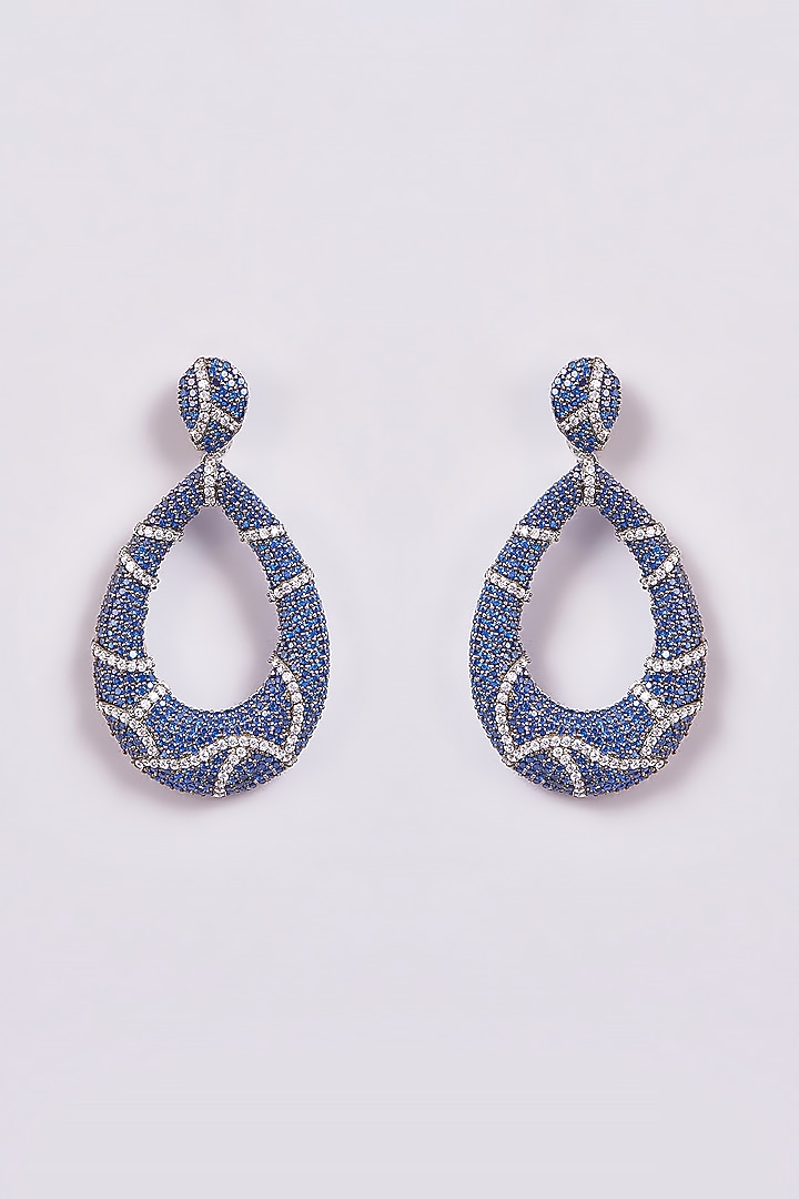 Two-Tone Finish Zircon & Semi-Precious Dangler Earrings by Turquoise Jewels at Pernia's Pop Up Shop