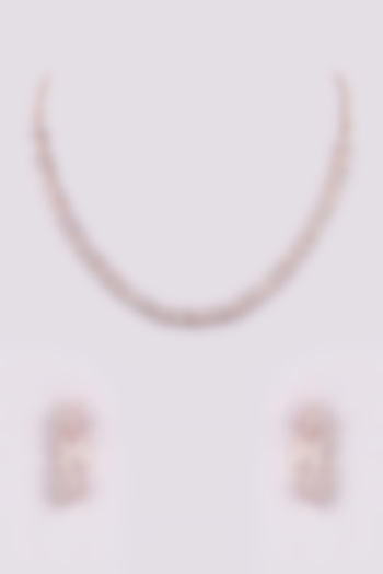 Rose Gold Finish Zircon Necklace Set by Turquoise Jewels at Pernia's Pop Up Shop