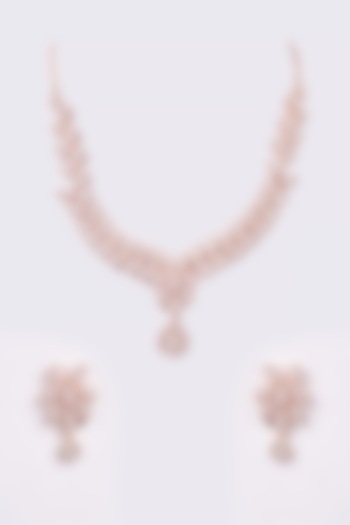 Rose Gold Finish Zircon Necklace Set by Turquoise Jewels at Pernia's Pop Up Shop
