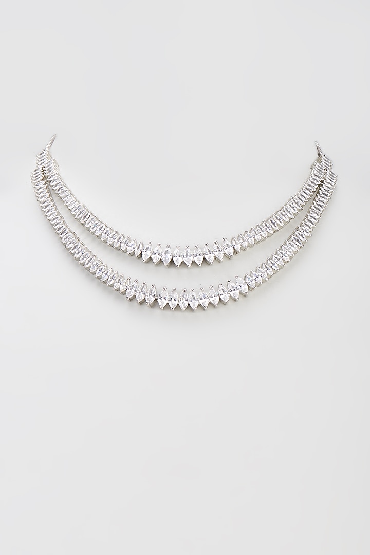 White Finish Zircon Necklace by Turquoise Jewels at Pernia's Pop Up Shop