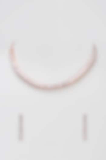 Rose Gold Finish Zircon Necklace Set by Turquoise Jewels at Pernia's Pop Up Shop