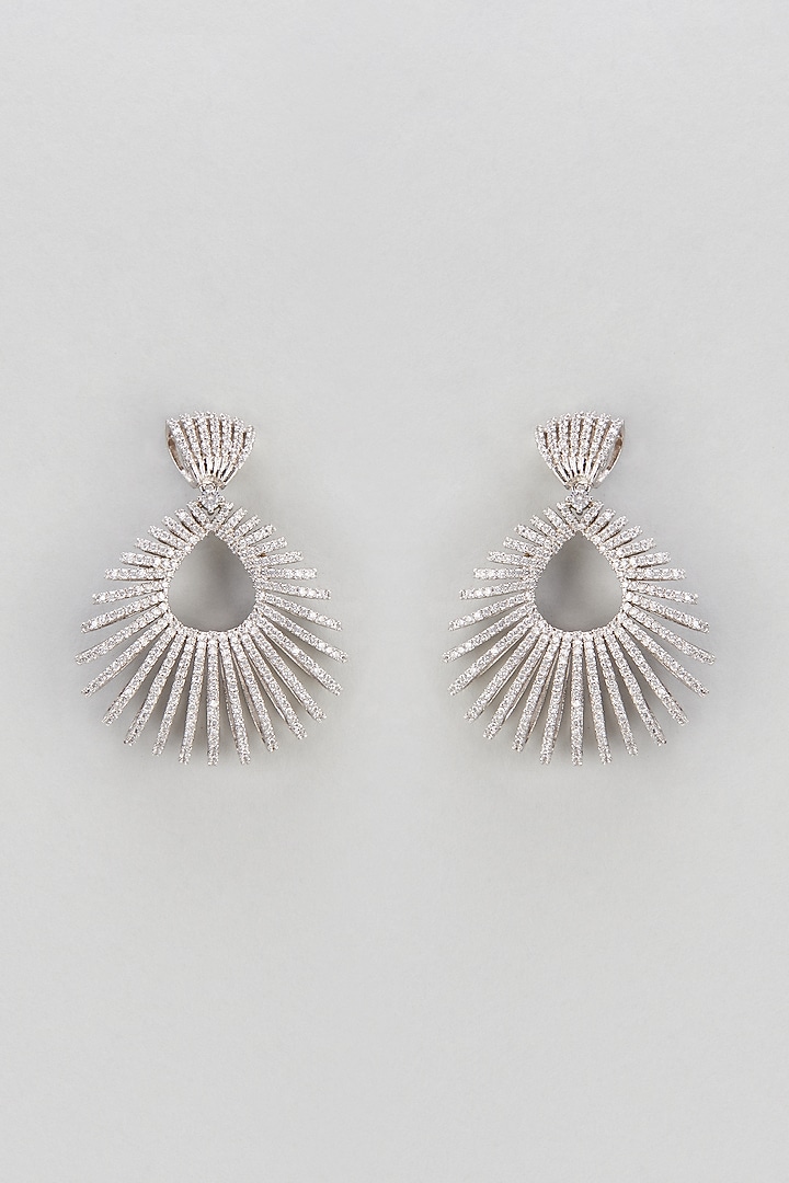 White Finish Zircon Dangler Earrings by Turquoise Jewels at Pernia's Pop Up Shop