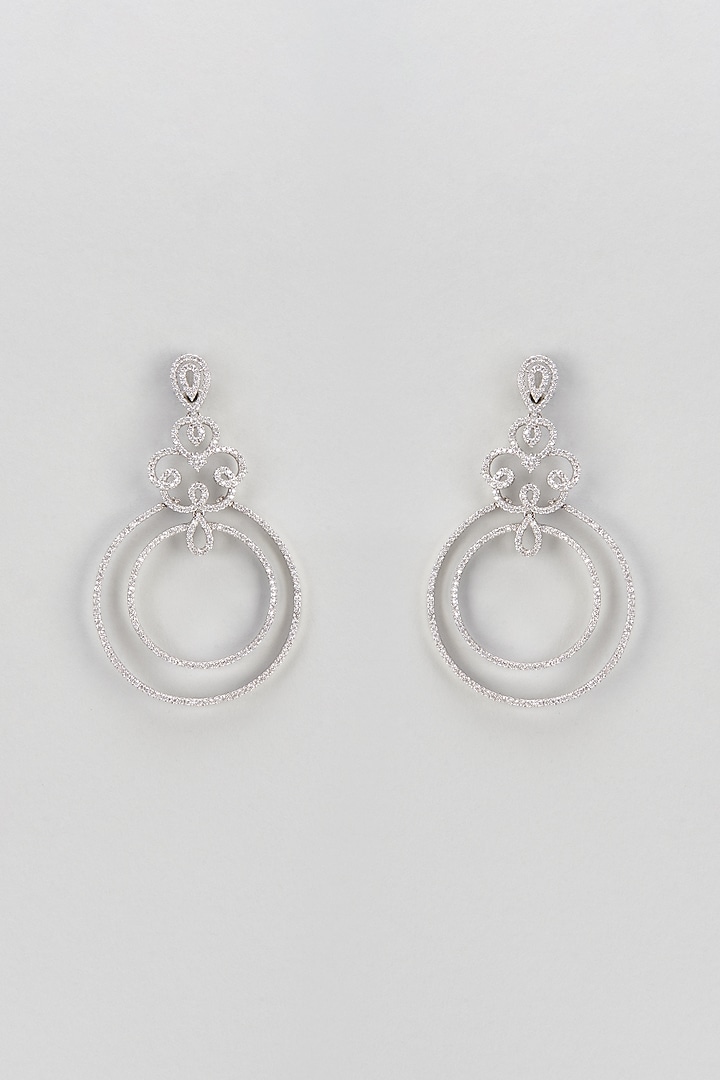 White Finish Zircon Dangler Earrings by Turquoise Jewels at Pernia's Pop Up Shop