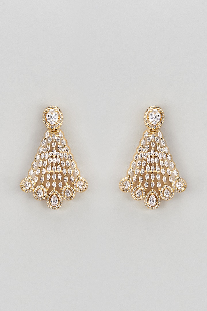 Gold Finish Zircon Dangler Earrings by Turquoise Jewels