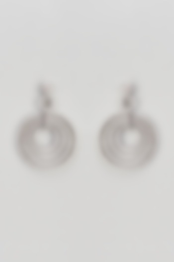 White Finish Zircon Dangler Earrings by Turquoise Jewels