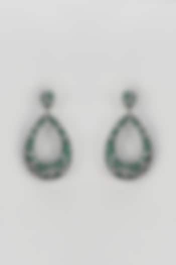 Two-Tone Finish Zircon & Semi-Precious Stone Dangler Earrings by Turquoise Jewels