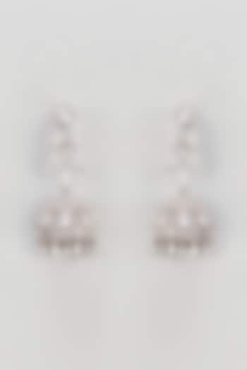 White Finish Zircon Dangler Earrings by Turquoise Jewels at Pernia's Pop Up Shop