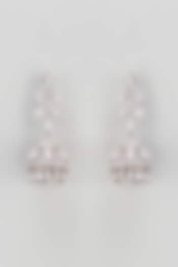 White Finish Zircon Dangler Earrings by Turquoise Jewels
