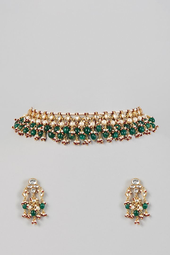 Gold Plated Onyx Choker Necklace Set by Turquoise Jewels at Pernia's Pop Up Shop