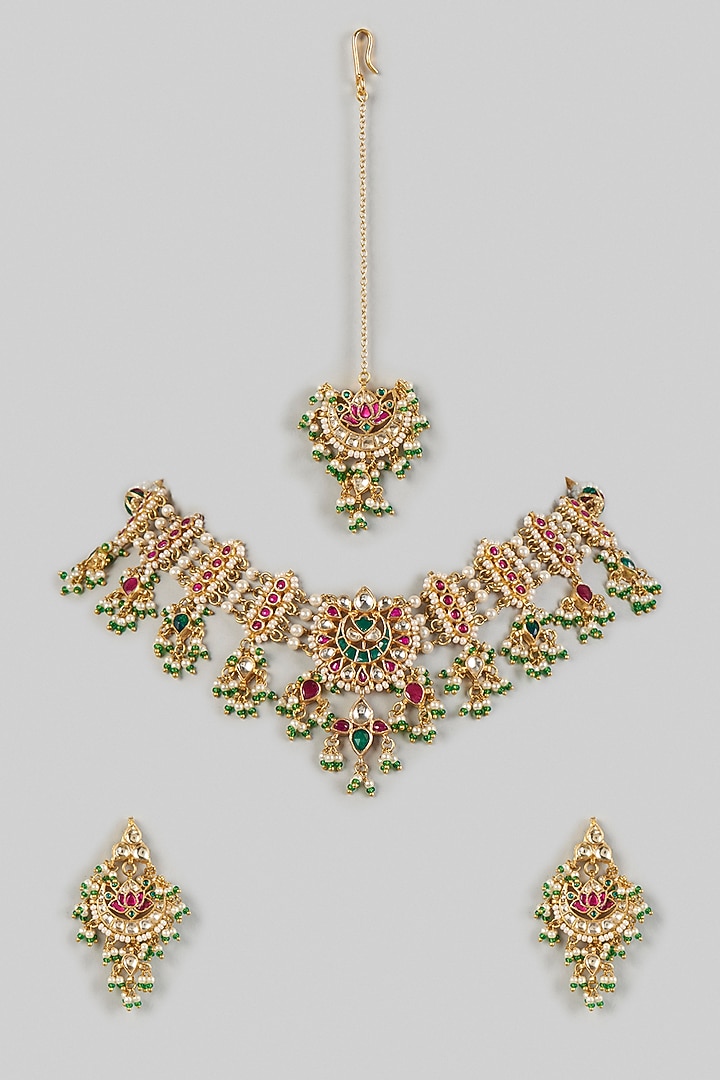 Gold Plated Choker Necklace Set by Turquoise Jewels at Pernia's Pop Up Shop