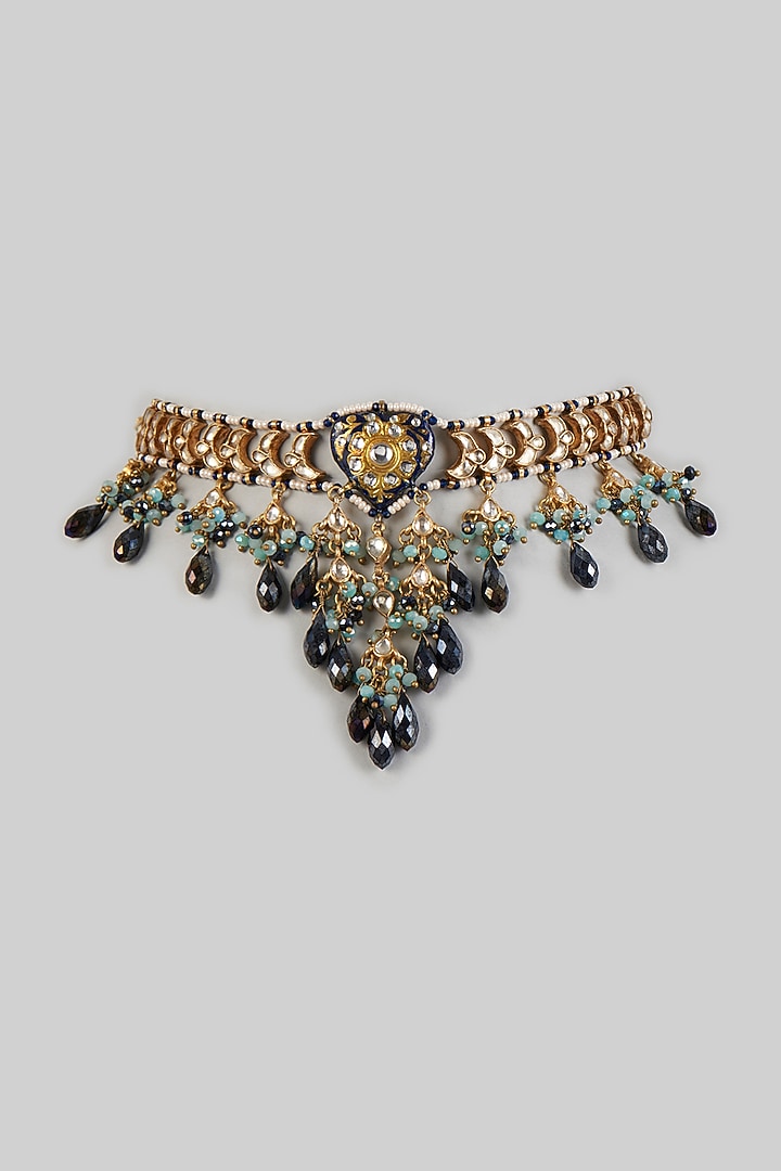 Gold Plated Meenakari Choker Necklace by Turquoise Jewels at Pernia's Pop Up Shop
