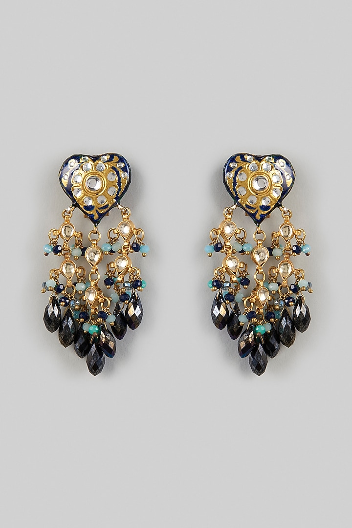 Gold Plated Meenakari Earrings by Turquoise Jewels at Pernia's Pop Up Shop
