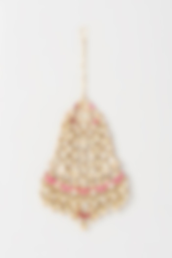 Gold Plated Kundan Polki & Semi-Precious Stone Pasa by Turquoise Jewels