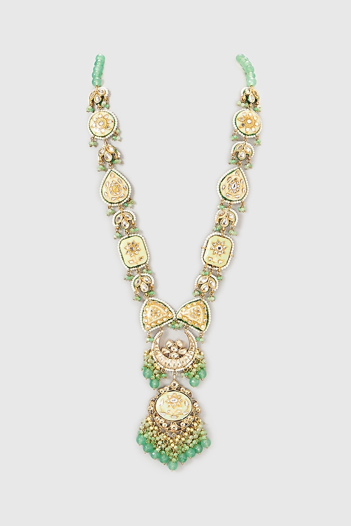 Gold Plated Semi-Precious Stone Meenakari Long Necklace by Turquoise Jewels at Pernia's Pop Up Shop