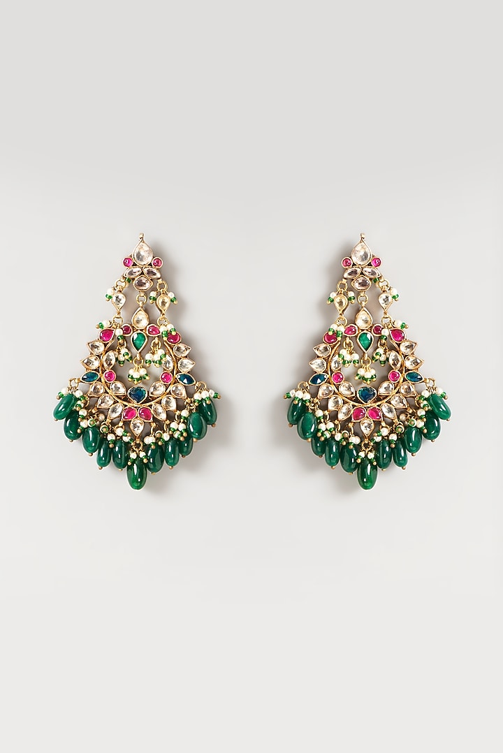 Gold Plated Kundan Polki & Semi-Precious Stone Choker Necklace Set by Turquoise Jewels at Pernia's Pop Up Shop