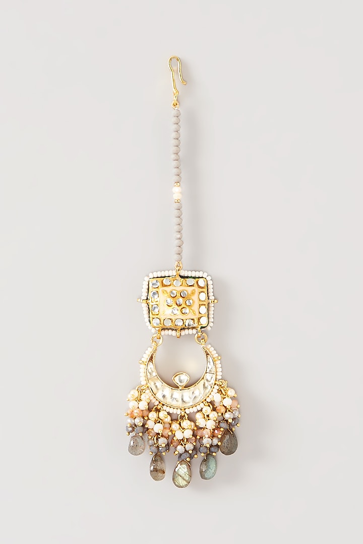 Gold Plated Semi-Precious Stone Meenakari Maang Tikka by Turquoise Jewels at Pernia's Pop Up Shop