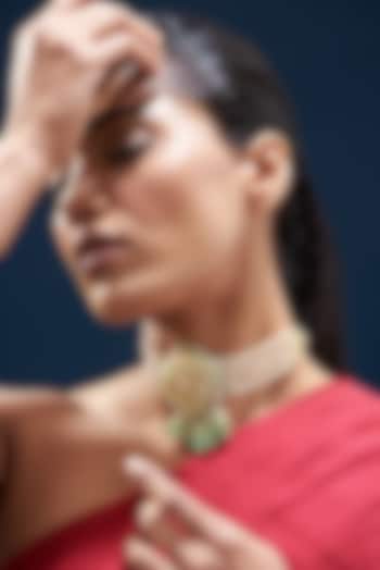 Gold Plated Semi-Precious Stone Meenakari Enameled Choker Necklace by Turquoise Jewels at Pernia's Pop Up Shop