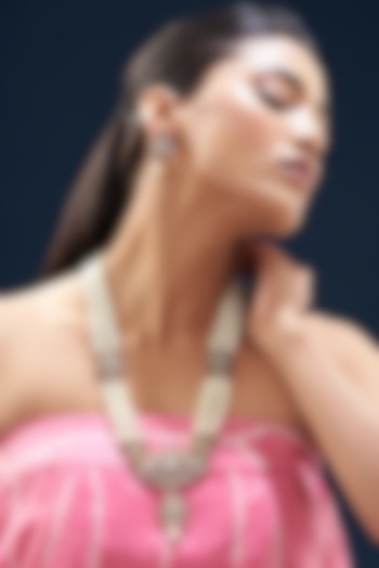 Gold Plated Kundan Polki & Semi-Precious Stone Long Necklace Set by Turquoise Jewels at Pernia's Pop Up Shop