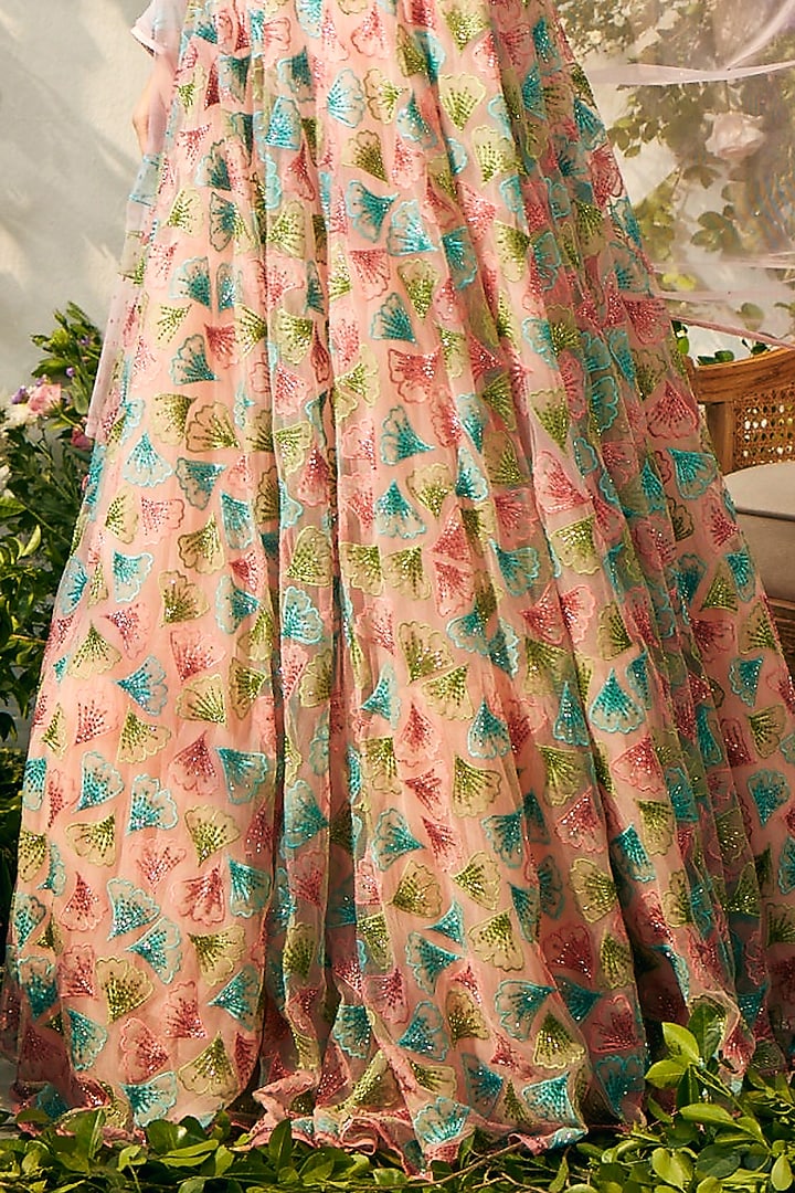 Pink Tulle & Silk Organza Cutdana Embellished Wedding Lehenga Set by TUHINA SRIVASTAVA at Pernia's Pop Up Shop