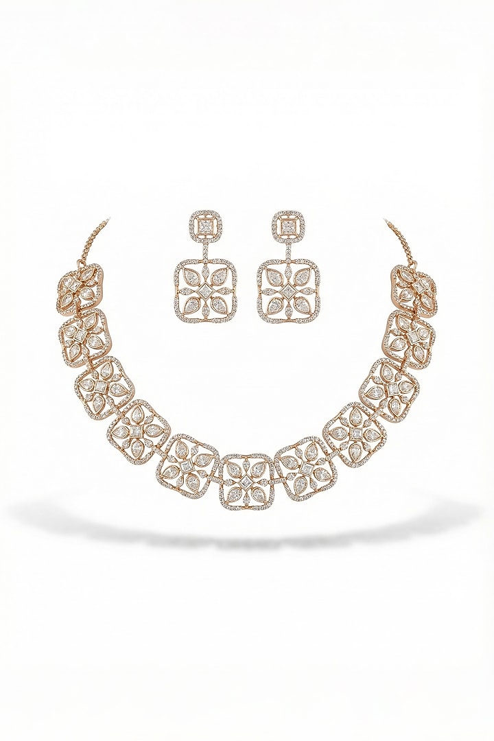 Micro Gold Finish Kundan Polki & Pearl Necklace Set by Tussya at Pernia's Pop Up Shop