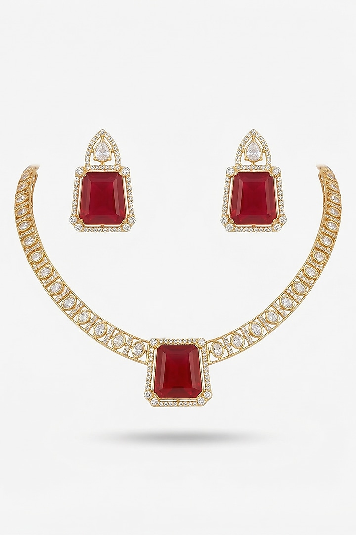 Micro Gold Finish Kundan Polki & Pearl Necklace Set by Tussya at Pernia's Pop Up Shop