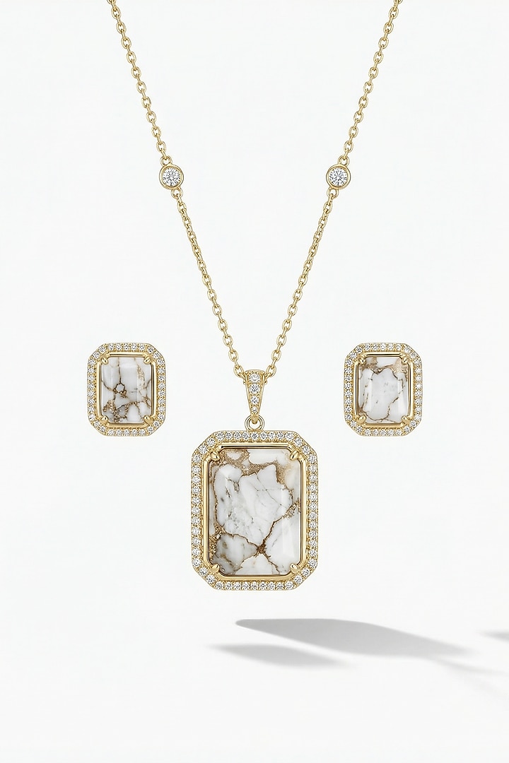 Micro Gold Finish Kundan Polki & Pearl Necklace Set by Tussya at Pernia's Pop Up Shop