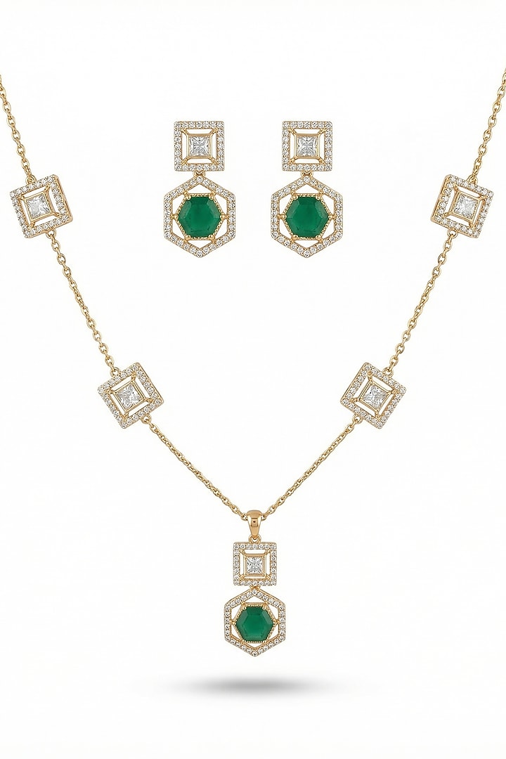 Micro Gold Finish Kundan Polki & Pearl Necklace Set by Tussya at Pernia's Pop Up Shop