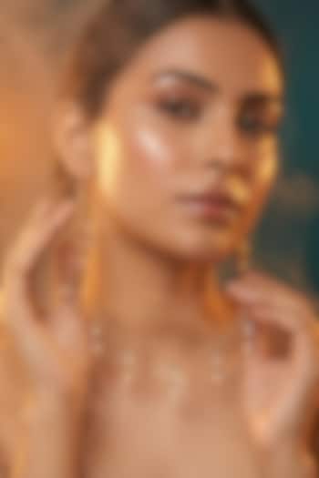 Micro Gold Finish Kundan Polki & Pearl Necklace Set by Tussya at Pernia's Pop Up Shop