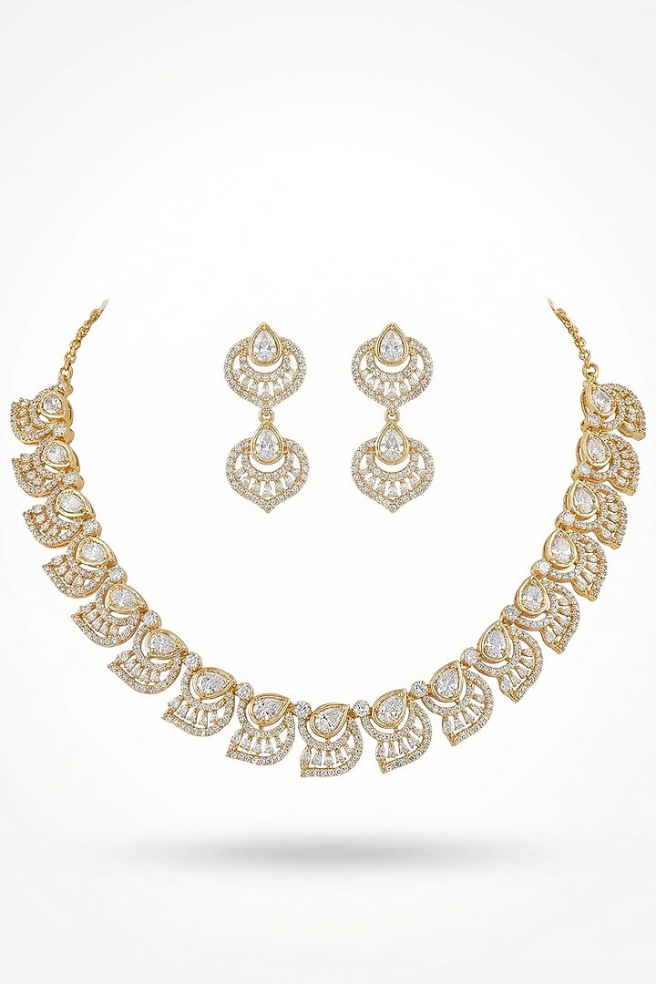 Micro Gold Finish Kundan Polki & Pearl Necklace Set by Tussya at Pernia's Pop Up Shop