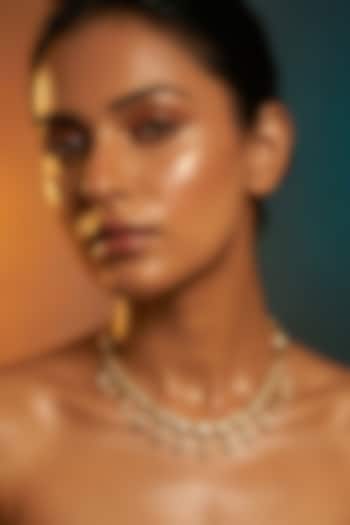 Micro Gold Finish Kundan Polki & Pearl Necklace Set by Tussya at Pernia's Pop Up Shop