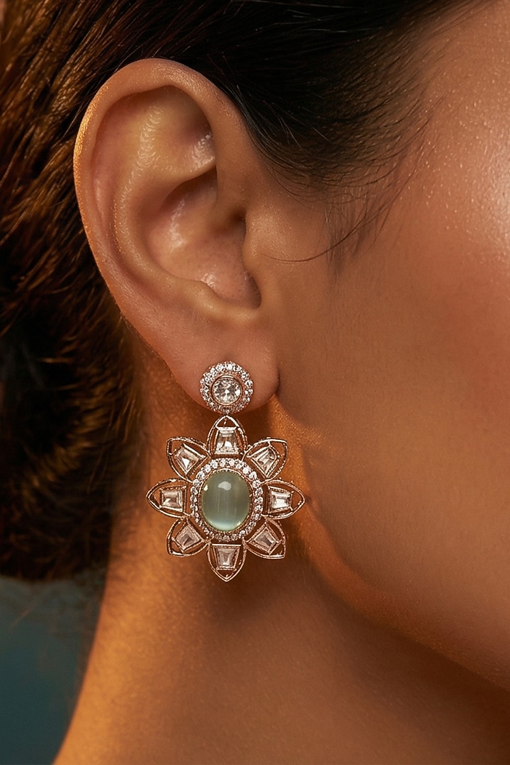 Micro Gold Finish Kundan Polki & Pearl Necklace Set by Tussya at Pernia's Pop Up Shop