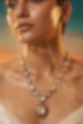 Micro Gold Finish Kundan Polki & Pearl Necklace Set by Tussya at Pernia's Pop Up Shop