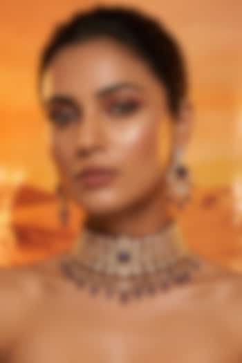 Micro Gold Finish Kundan Polki & Pearl Necklace Set by Tussya at Pernia's Pop Up Shop