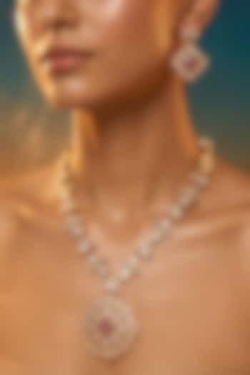 Micro Gold Finish Kundan Polki & Pearl Necklace Set by Tussya at Pernia's Pop Up Shop