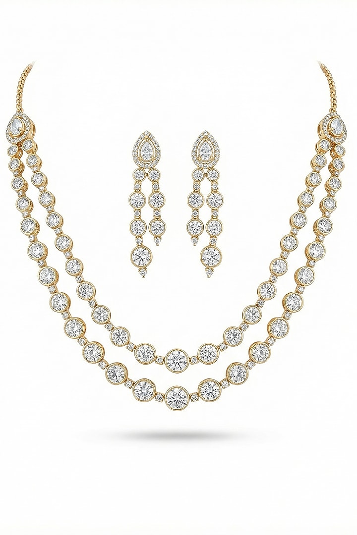 Micro Gold Finish Kundan Polki & Pearl Necklace Set by Tussya at Pernia's Pop Up Shop