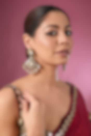 Gold Finish Kundan Polki Dangler Earrings by Tussya at Pernia's Pop Up Shop