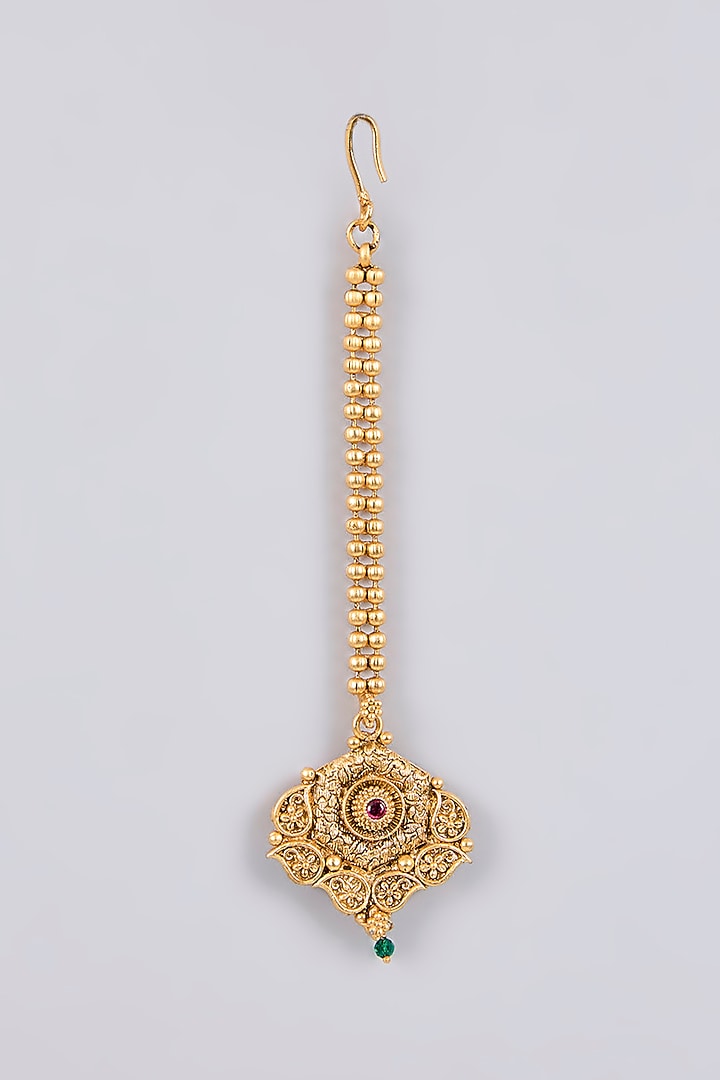 Gold Finish Temple Choker Necklace Set by Tussya at Pernia's Pop Up Shop