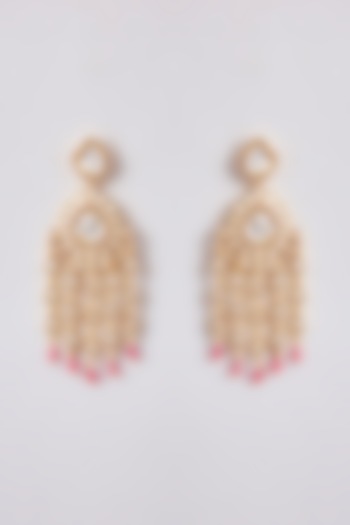 Gold Finish Kundan Polki Dangler Earrings by Tussya at Pernia's Pop Up Shop