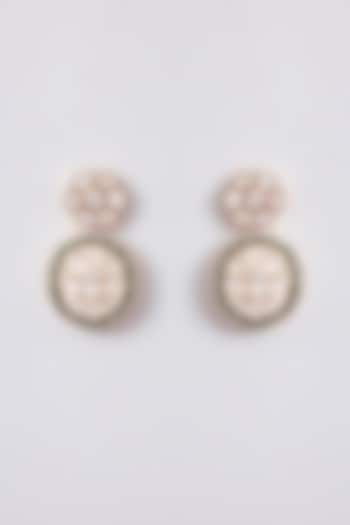 Gold Finish Kundan Polki Dangler Earrings by Tussya at Pernia's Pop Up Shop