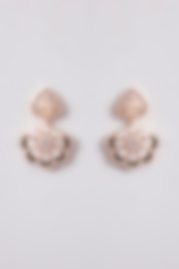 Gold Finish Kundan Polki Dangler Earrings by Tussya at Pernia's Pop Up Shop