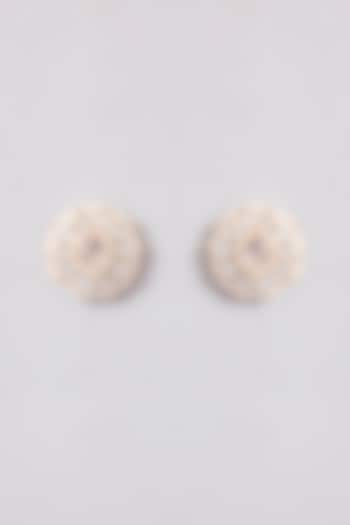Gold Finish Kundan Polki Stud Earrings by Tussya at Pernia's Pop Up Shop