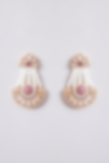 Gold Finish Pearl Dangler Earrings by Tussya at Pernia's Pop Up Shop