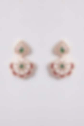 Gold Finish Green Kundan Polki Dangler Earrings by Tussya at Pernia's Pop Up Shop