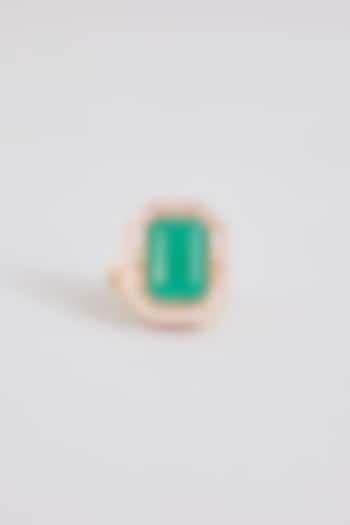 Gold Finish Turquoise Stone Ring by Tussya at Pernia's Pop Up Shop