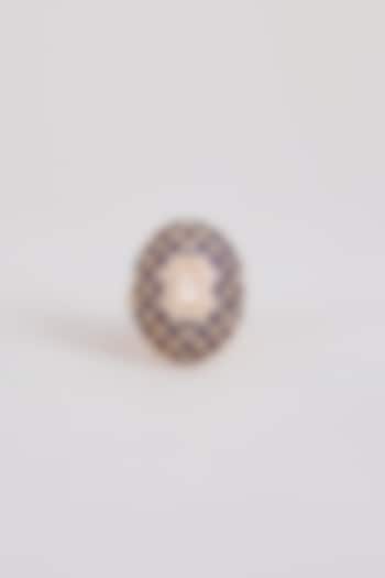 Gold Finish Purple Stone & Kundan Polki Ring by Tussya at Pernia's Pop Up Shop