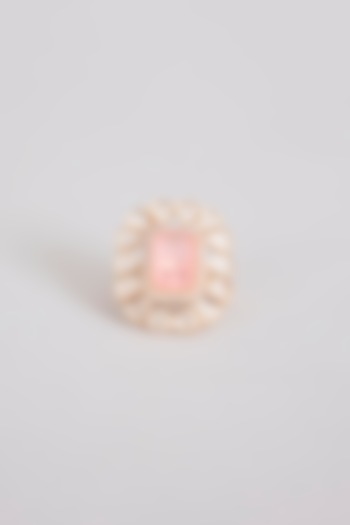 Gold Finish Pink Stone & Kundan Polki Ring by Tussya at Pernia's Pop Up Shop
