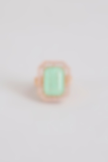 Gold Finish Green Stone Ring by Tussya at Pernia's Pop Up Shop