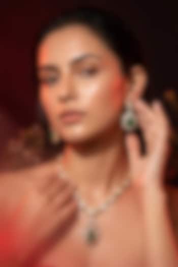 Micro Gold Finish Kundan Polki & Green Stone Necklace Set by Tussya at Pernia's Pop Up Shop